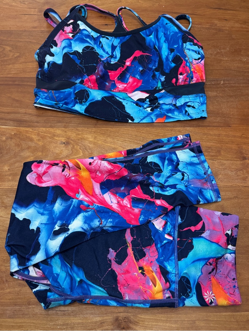 Girls' Multicolor Marble Print Active Leggings - Kids Bottoms